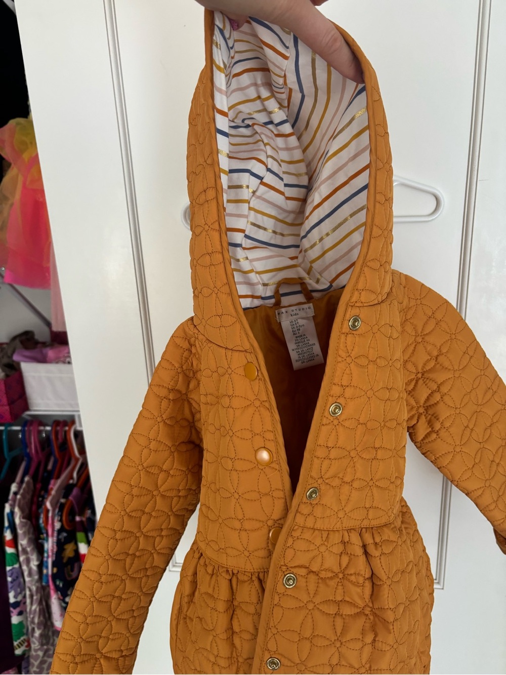 Max Studio Mustard Quilted Hooded Coat